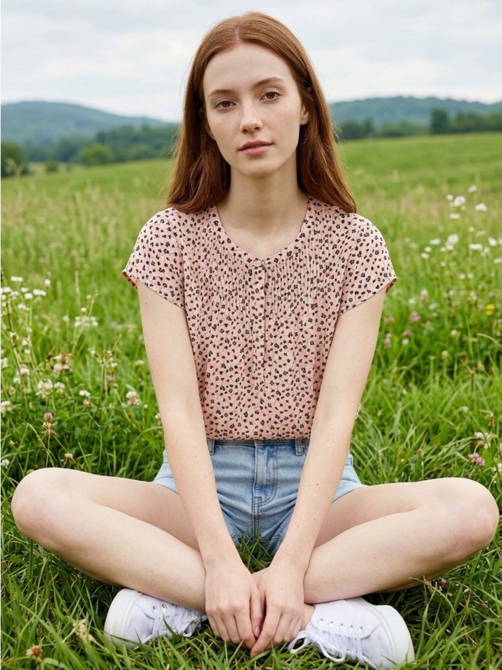 ALFRED SUNG Soft Pink Floral Blouse Women’s Medium Cap Sleeve Lightweight